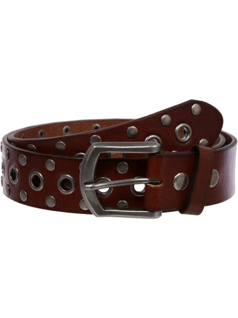 Stylish Casual Leather Belt with Riveted Studs & Grommets - Perfect for Everyday